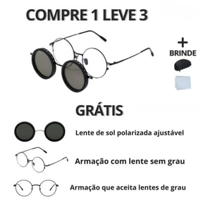 Óculos de Sol com Lentes Ajustáveis e Polarizadas + Capinha Protetora de Brinde