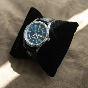 Relógio Masculino de Couro Poedagar Luminous Blue Steel 41mm
