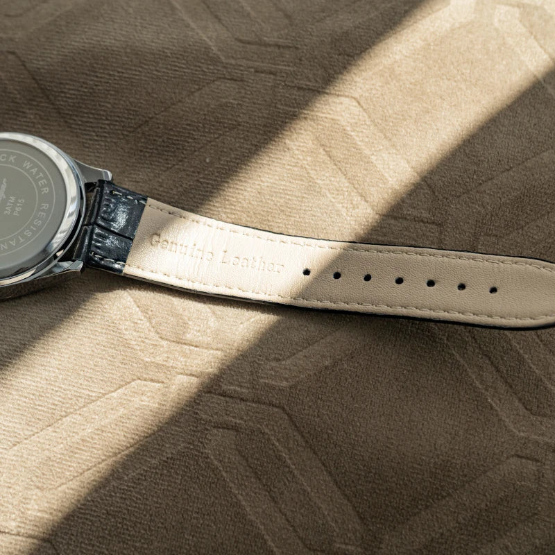 Relógio Masculino de Couro Poedagar Luminous Blue Steel 41mm